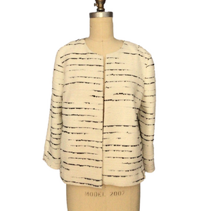 Ann Taylor White Tweed Jacket Blazer Classic Chic Sz 8